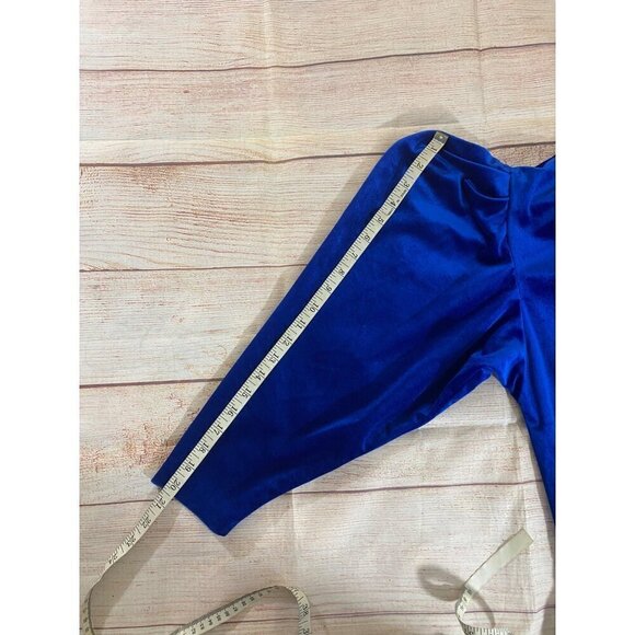 Vintage David Brown California 1980's Blue Velvet Puff Sleeve Maxi - Small - Picture 14 of 15